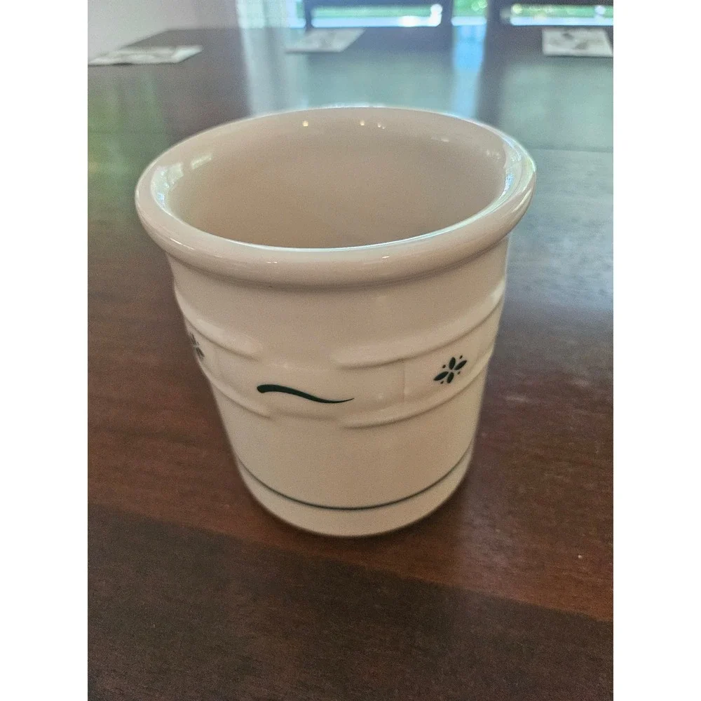Longaberger Utensil Crock Woven Traditions Classic Blue Pottery